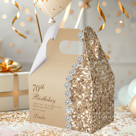 Caixinha De Lembrancinhas Elegante Dourado 70 Birthday