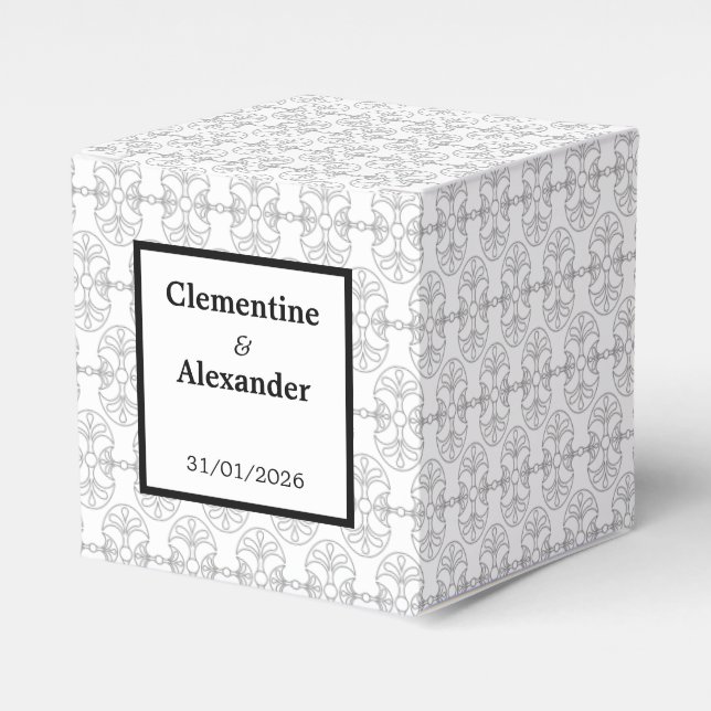 Caixinha De Lembrancinhas Elegante estilo Art Deco preto e branco (Frente)