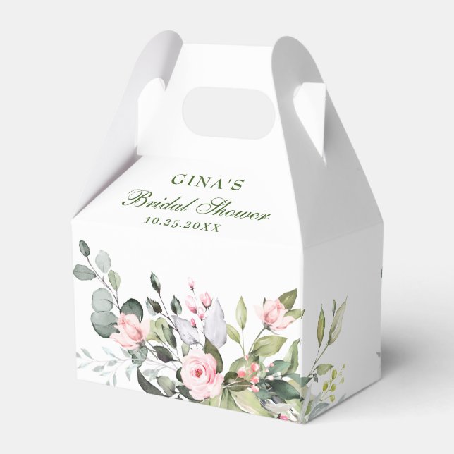 Caixinha De Lembrancinhas Elegante Eucalyptus Blush Rosa Greenery (Verso)