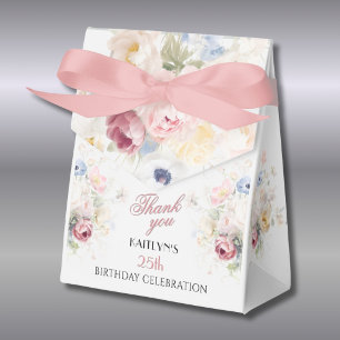 Caixinha De Lembrancinhas Elegante Flora Pintada Rosa 25º aniversário 