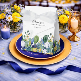 Caixinha De Lembrancinhas Elegante floral casamento em aquarela amarela e az