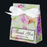 Caixinha De Lembrancinhas Elegante floral em aquarela rosa verde Obrigada<br><div class="desc">Esta caixa de agradecimento com flores cor-de-rosa românticas é perfeita para qualquer casamento de jardim,  botânico,  floral,  romântico,  ao ar livre,  rústico,  vintage,  boho ou formal.</div>