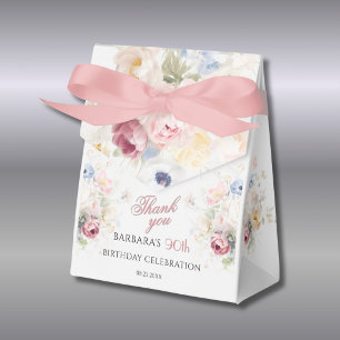 Caixinha De Lembrancinhas Elegante Floral Pintado Rosa Aniversário de 90 ano