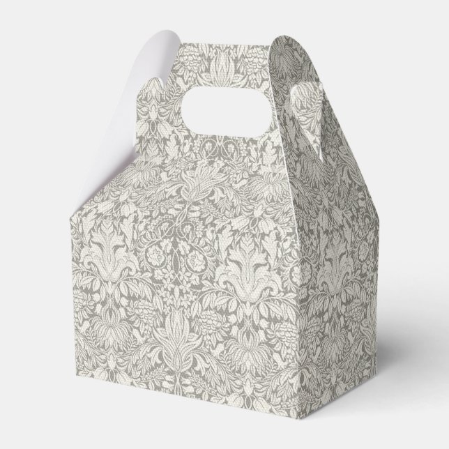 Caixinha De Lembrancinhas elegante formal brocado de renda damasco branco (Frente)