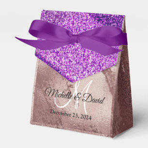 Caixinha De Lembrancinhas Elegante Glitter Rosa Ouro Ombre Monograma Nome