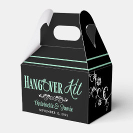 Caixinha De Lembrancinhas Elegante Mint e Black Wedding Hangover Kit