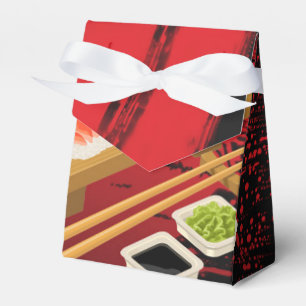 Caixinha De Lembrancinhas Elegante Moderno Chique Sushi Preto & Vermelho