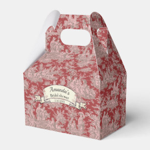 Caixinha De Lembrancinhas Elegante monograma vintage em vermelho escuro toil