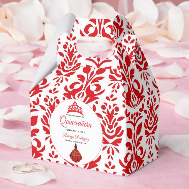 Caixinha De Lembrancinhas Elegante Red Quinceañera (Casamento)
