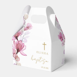 Caixinha De Lembrancinhas Elegante Rosa Empoeirada Floral Moderna Batismo