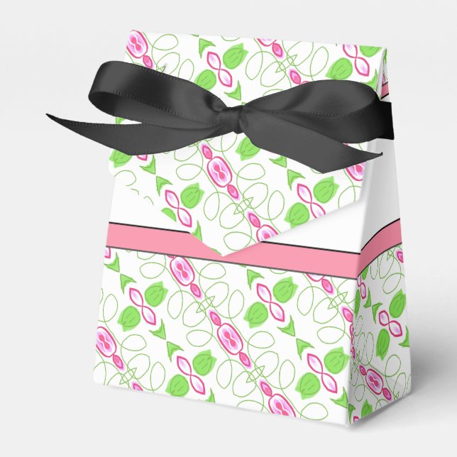 Caixinha De Lembrancinhas Elegante Rosa Verde E Branco (Frente)