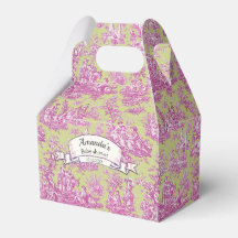 Elegante Toile de Jouy Monograma Rosa Verde