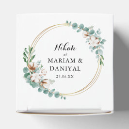 Caixinha De Lembrancinhas Elegante Verde Dourado Floral Casamento Muçulmano 