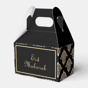 Caixinha De Lembrancinhas Elegante Vintage Black Dourado Script Eid Mubarak 