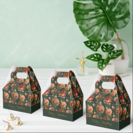 Caixinha De Lembrancinhas Elegantes Bolas de Natal Vermelhas e Douradas Trad