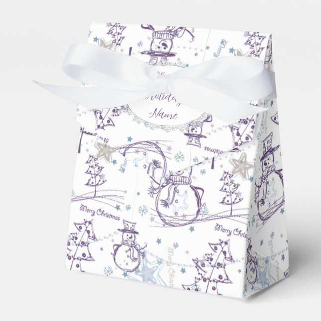 Caixinha De Lembrancinhas Elemento de Natal Snowman Sketch (Frente)