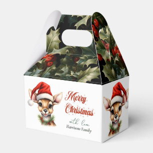 Caixinha De Lembrancinhas Engraçado Reindeer Moderno Clássico de Aquarela Cu