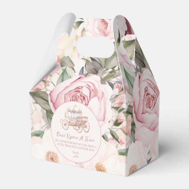 Caixinha De Lembrancinhas Era uma vez um Chá de fraldas rosa princesa (Frente)