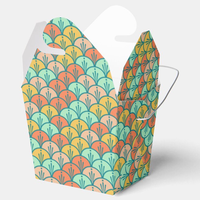 Caixinha De Lembrancinhas Escala de Peixes Geométricos Modernos Coloridos (Aberto)