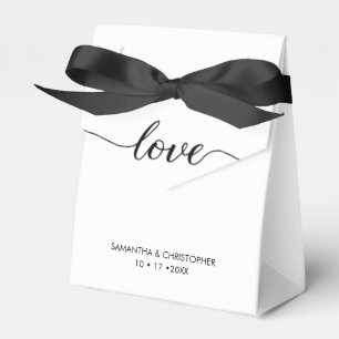 Caixinha De Lembrancinhas Escrito mínimo de amor de casamento Chic Black Whi