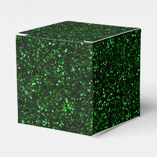 Caixinha De Lembrancinhas Escuro Emerald Green Glitter (Frente)