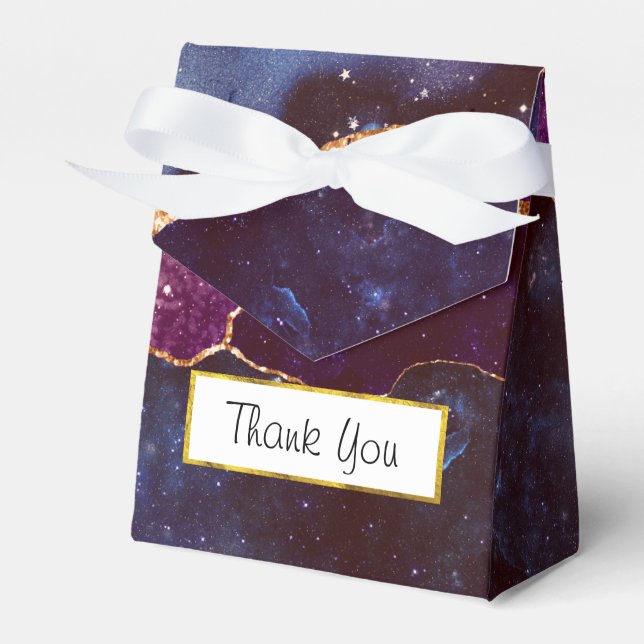 Caixinha De Lembrancinhas Espaço Azul e Roxo e estrelas Agitação moderna (Frente)