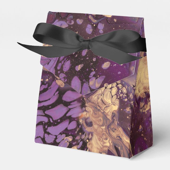 Caixinha De Lembrancinhas espiral de tinta dourada da íris: (Frente)