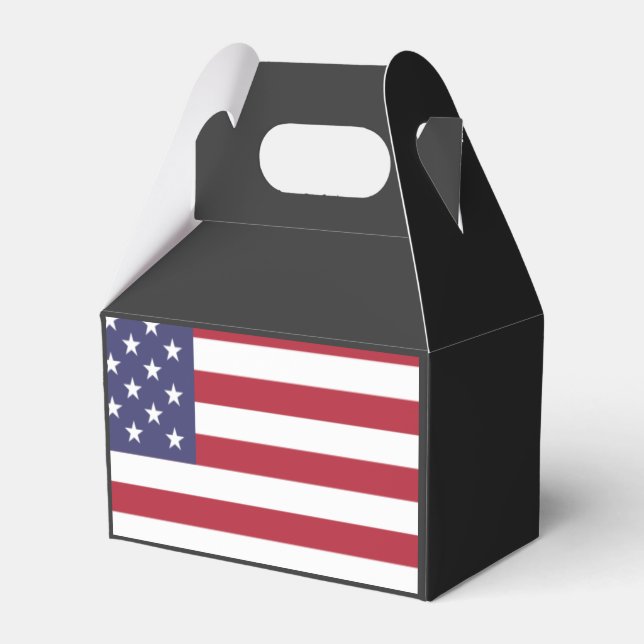 Caixinha De Lembrancinhas Estados Unidos da América bandeira vermelha branca (Frente)