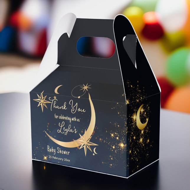 Caixinha De Lembrancinhas Estamos no Chá de fraldas estrelado da Lua (We're Over the Moon starry night Baby Shower Favor Box Moon baby shower favor box)