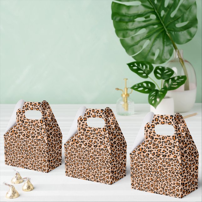 Caixinha De Lembrancinhas Estampa de leopardo laranja e marrom (Múltiplo)