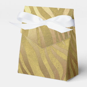 Caixinha De Lembrancinhas Estampa de Zebra em Bronze Dourado Safari Glam da