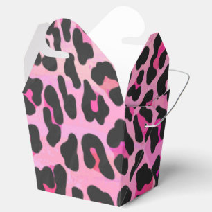 Caixinha De Lembrancinhas Estampa Preto Leopardo e Rosa Vibrante