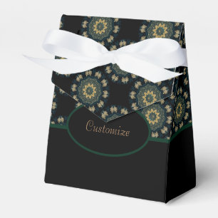 Caixinha De Lembrancinhas Estilo Asiático Dourado e Verde 2