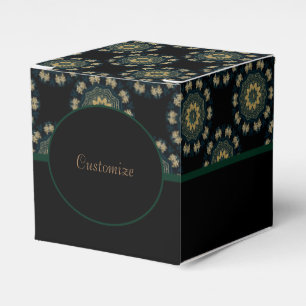 Caixinha De Lembrancinhas Estilo Asiático Dourado e Verde Cubo 2