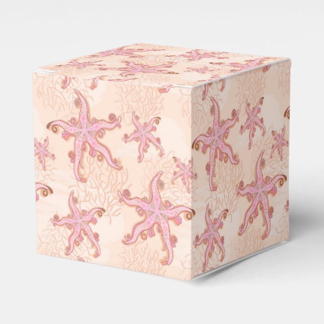 Caixinha De Lembrancinhas Estrela do Mar e Coral Rosa Pastel (Frente)