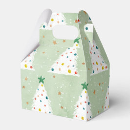 Caixinha De Lembrancinhas Estrela Verde e Ornamentos de Árvores Xmas Brancas