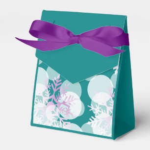 Caixinha De Lembrancinhas Estrelas de Neve - Branco, Roxo, Teal - Saco Favor