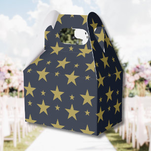 Caixinha De Lembrancinhas Estrelas Douradas em Azul Marinho – Elegante e Ate