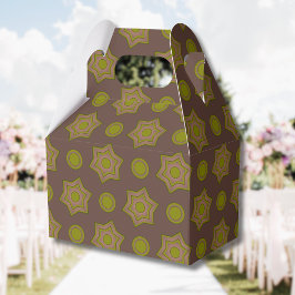 Caixinha De Lembrancinhas Estrelas e círculos em castanho e verde