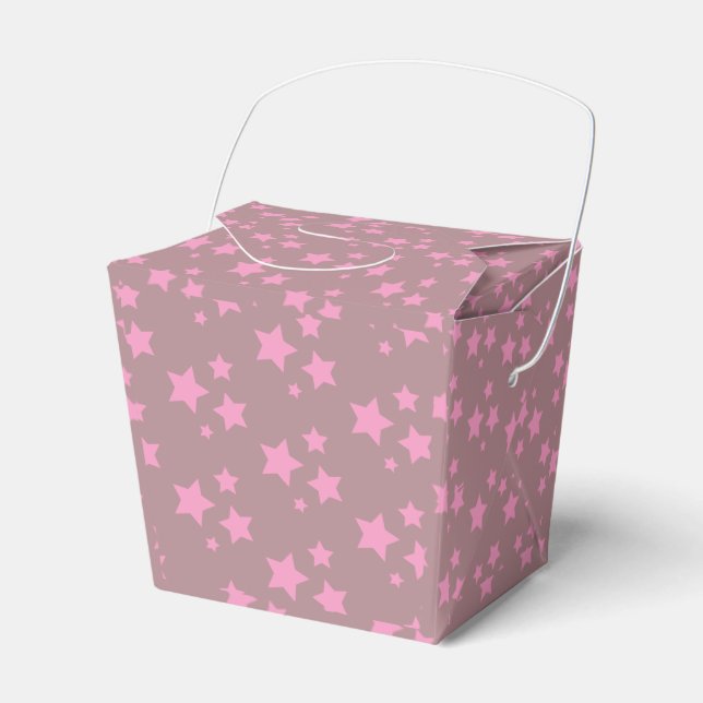 Caixinha De Lembrancinhas Estrelas Rosa design Moderno (Frente)