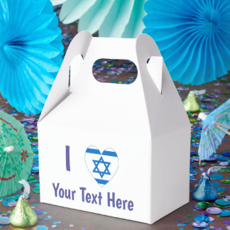 Caixinha De Lembrancinhas Eu (Coração da Bandeira Israelense) Seu Texto Azul