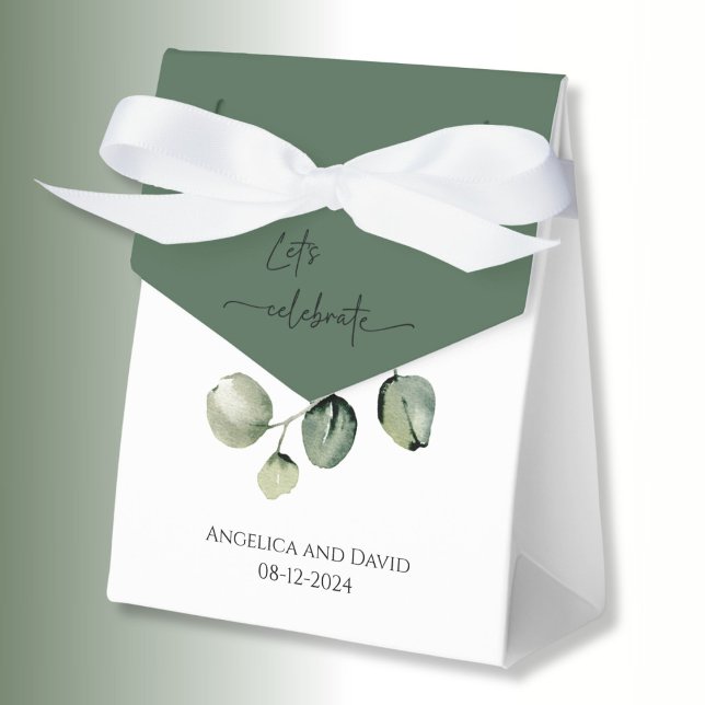 Caixinha De Lembrancinhas Eucaluptus em branco Vamos comemorar data (Criador carregado)