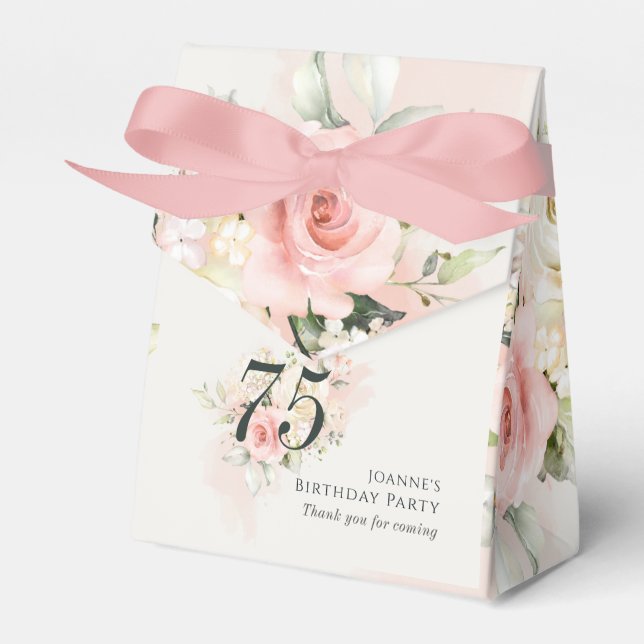 Caixinha De Lembrancinhas Eucalyptus 75ª Festa de aniversário, cor-de-rosa (Frente)