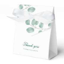 Eucalyptus Modern Wedn Favor Gift Box Obrigado