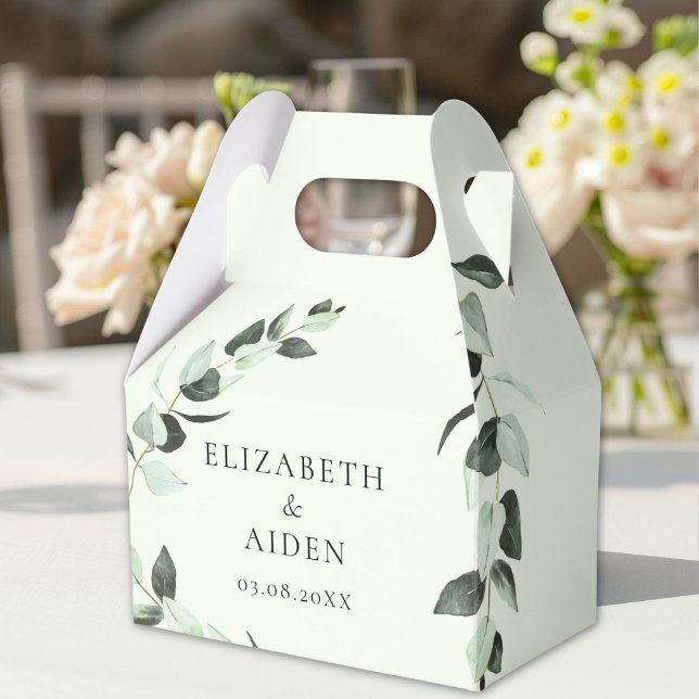 Caixinha De Lembrancinhas Eucalyptus Wedding Box Geschenkschachtel (Personalized Eucalyptus Wedding Box Geschenkschachtel with your Name & Date.)