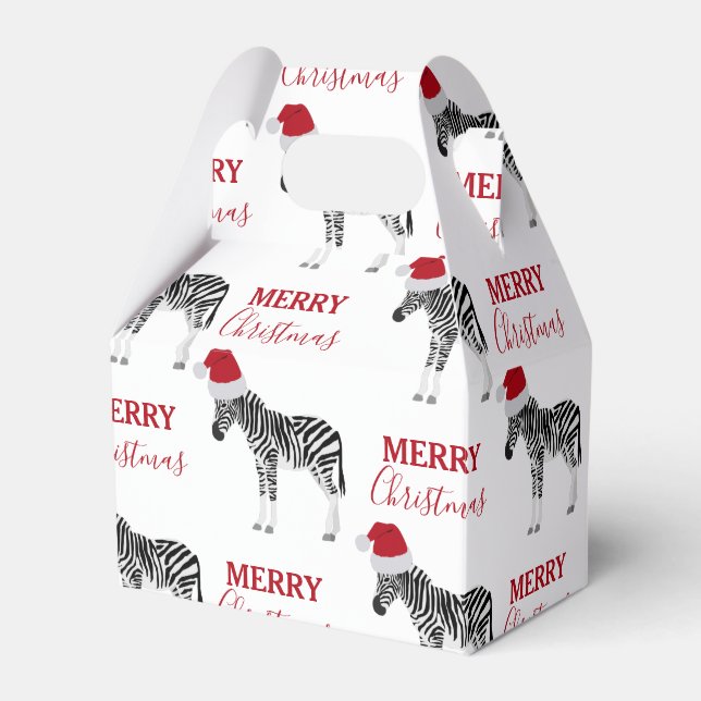 Caixinha De Lembrancinhas Fácil de Zebra Natal com Papai Noel (Frente)