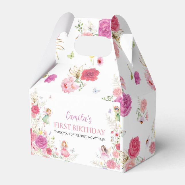 Caixinha De Lembrancinhas Fairy Floral First Birthday Favbox (Frente)