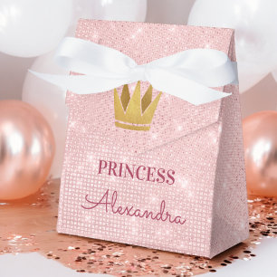 Caixinha De Lembrancinhas Faísca cor-de-rosa de Ouro Cora da princesa Coroa