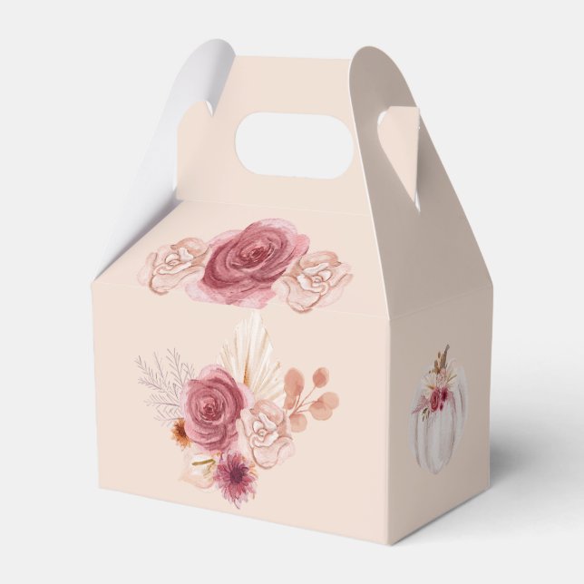 Caixinha De Lembrancinhas Fall In Love Boho Pink Pumpkin Bridal Shower (Verso)