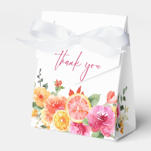 Caixinha De Lembrancinhas Fatia de Flores Festivas Brilhantes de Cítricos pa (Frente)